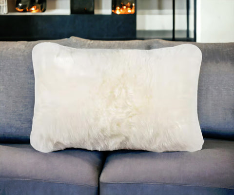 12" X 20" Natural Sheepskin Throw Pillow