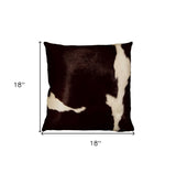 18" Black Cowhide Throw Pillow