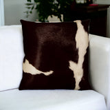 18" Black Cowhide Throw Pillow