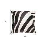 18" Black and Off White Cowhide Throw Pillow