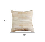 18" Tan Cowhide Throw Pillow