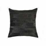 18" Black Cowhide Throw Pillow