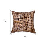 18" Orange and Black Cowhide Throw Pillow