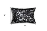 12" X 20" Black and Silver Cowhide Throw Pillow