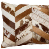 12" X 20" Black and Off White Chevron Cowhide Throw Pillow