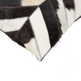 12" X 20" Black and Off White Chevron Cowhide Throw Pillow