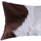 12" X 20" Brown and White Cowhide Throw Pillow