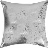 18" Silver Cowhide Throw Pillow