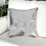 18" Silver Cowhide Throw Pillow