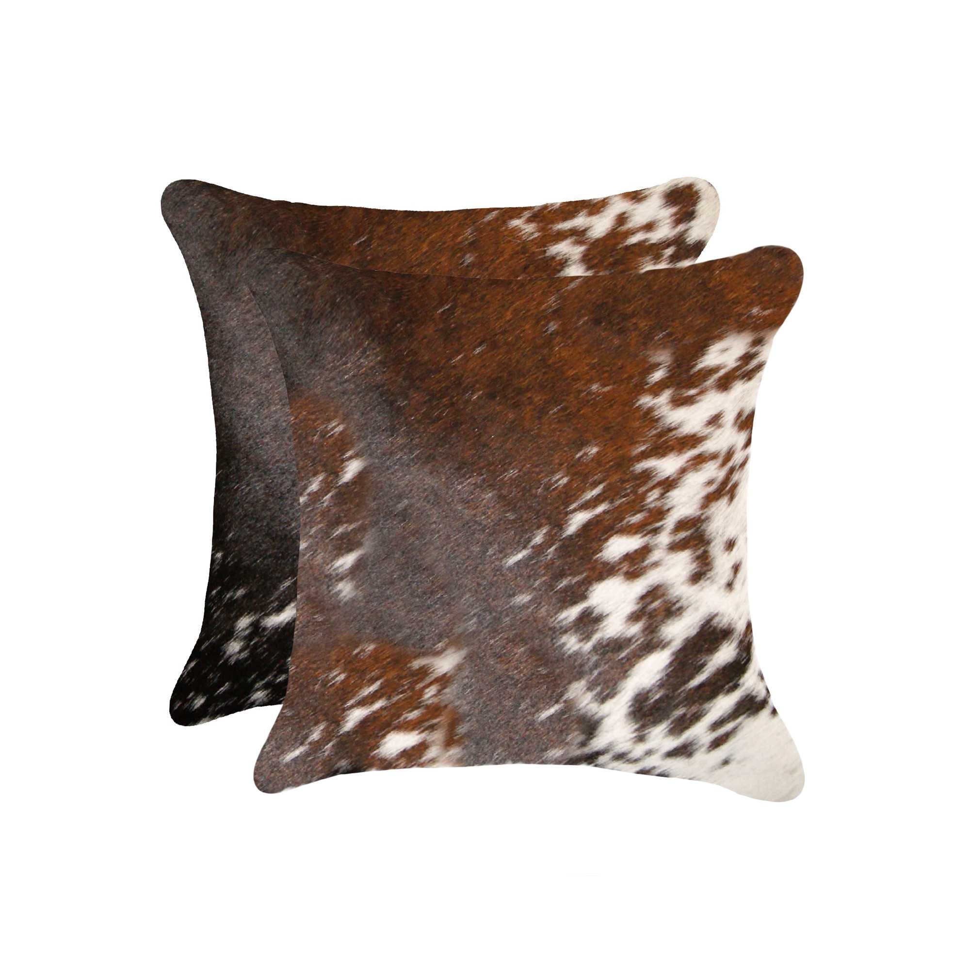 Set of Two 18" Gray and White Cowhide Throw Pillow