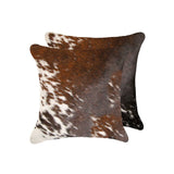 Set of Two 18" Gray and White Cowhide Throw Pillow