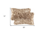 Set of Two 12" X 20" Tan Faux Fur Throw Pillow