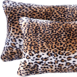 Set of Two 12" X 20" Black and Orange Faux Fur Throw Pillow