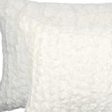 Set of Two 12" X 20" Ivory Faux Fur Throw Pillow