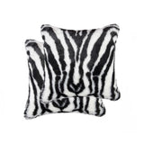 Set of Two 18" Black and White Faux Fur Throw Pillow