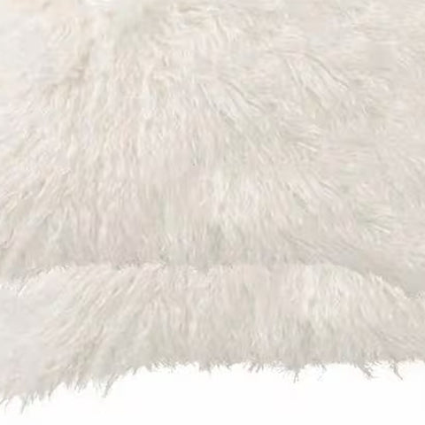 Set of Two 12" X 20" Off White Faux Fur Throw Pillow