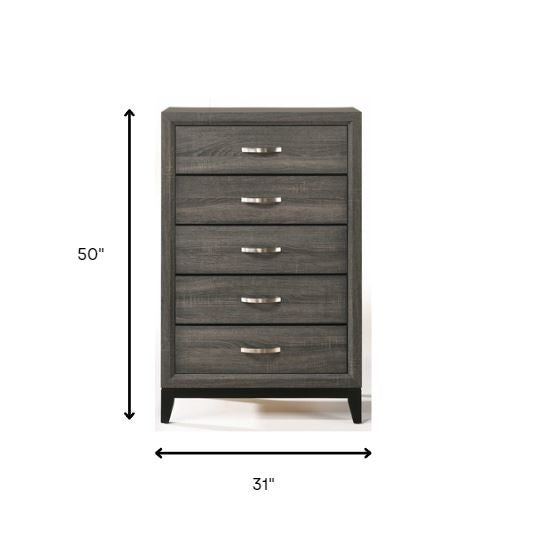 31" Gray Manufactured Wood Five Drawer Chest