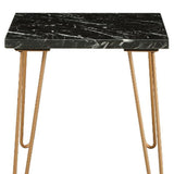 21" White Faux Marble End Table