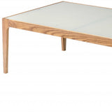 43" White And Natural Glass Coffee Table