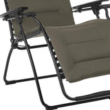 26" Taupe and Black Metal Zero Gravity Chair with Taupe cushion