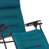 26" Blue and Black Metal Zero Gravity Chair with Blue cushion