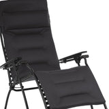 30" Taupe and Black Metal Zero Gravity Chair with Taupe cushion