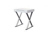 27" White and Silver Writing Desk