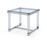 20" Silver And Clear Glass End Table