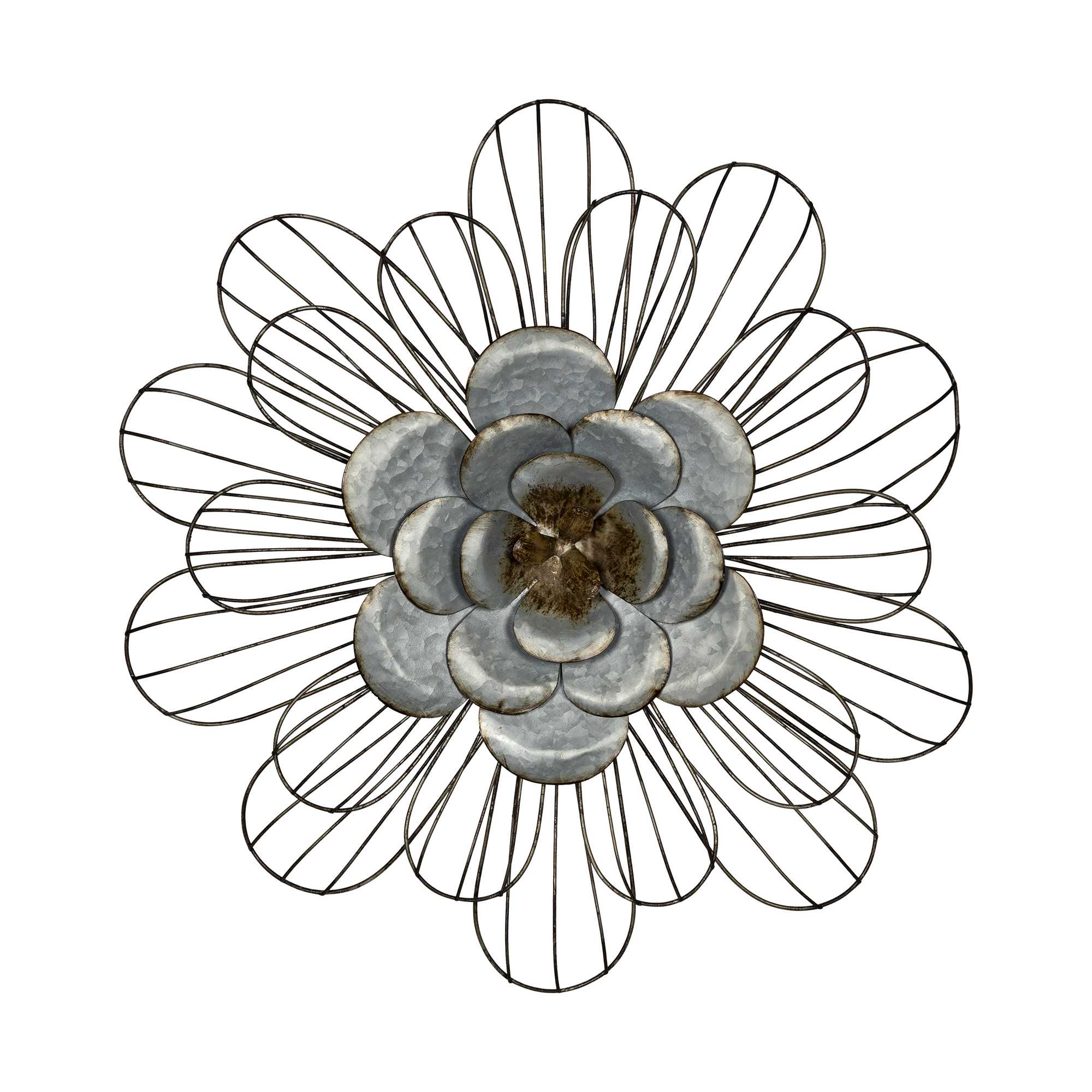 Well-Crafted Galvanized Daisy Metal Wall Decor