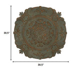 Distressed Green European Medallion Metal Wall Decor