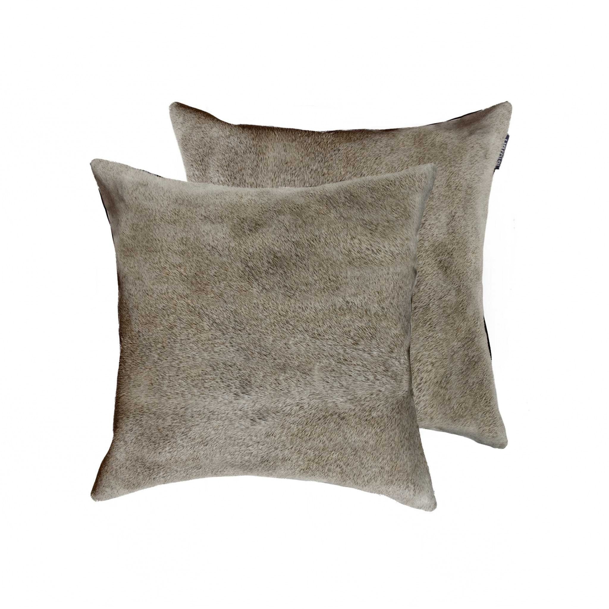 18 X 18 Tan Cowhide Throw Pillow