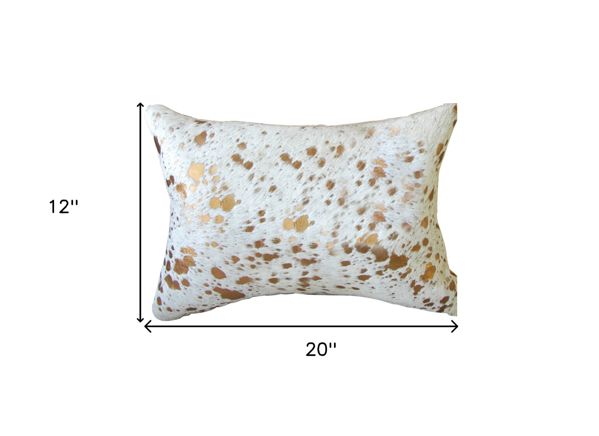 12" X 20" NATURAL & GOLD Cowhide Throw Pillow