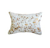 12" X 20" NATURAL & GOLD Cowhide Throw Pillow