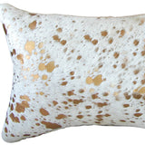 12" X 20" NATURAL & GOLD Cowhide Throw Pillow