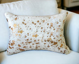 12" X 20" NATURAL & GOLD Cowhide Throw Pillow