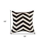 18" Black and Off White Cowhide Throw Pillow