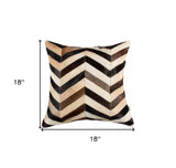 18" Brown and Black Cowhide Throw Pillow