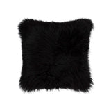 18" Black Sheepskin Throw Pillow