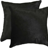 Set of Two 18" Black Cowhide Throw Pillow