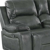 77" Gray Faux Leather Manual Reclining Love Seat With Storage