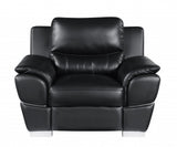 69" Black And Silver Faux Leather Love Seat