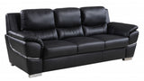 69" Black And Silver Faux Leather Love Seat