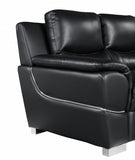 69" Black And Silver Faux Leather Love Seat