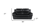 69" Black And Silver Faux Leather Love Seat