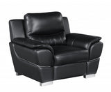 69" Black And Silver Faux Leather Love Seat