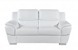69" White And Silver Faux Leather Love Seat
