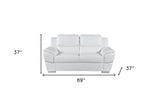 69" White And Silver Faux Leather Love Seat