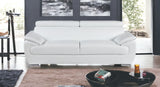 86" White And Silver Leather Sofa