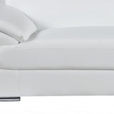 86" White And Silver Leather Sofa