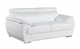 86" White And Silver Leather Sofa